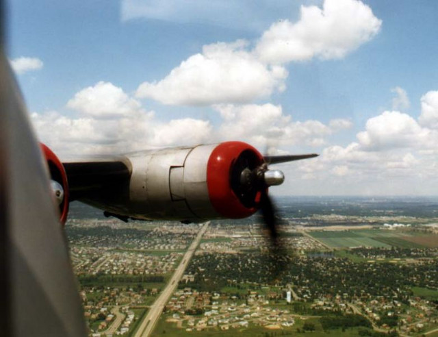 As "repayment" for my help with changing the engine, the Collings Foundation invited me to join them for a short time on their airshow tour.  This photo was taken from the nose turret of their B-24 while we were flying to Madison, WI.