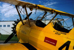 The museum's Boeing N2S-5 Stearman biplane.  The Navy often painted their Stearman's bright yellow.  Because of that they were often called "Yellow Perils" -- referring both to their color and the rookie pilots that were flying them.