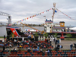 For the ceremony, Sundew was dressed up with additional flags and banners.  She was tied up along the backside of the DECC, with the Duluth Aerial Lift bridge in view off to the left.