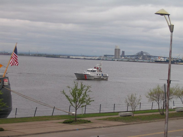 There was a security zone set up around Sundew during the decommissioning.  This motor lifeboat from Coast Guard Station Duluth was patroling around Sundew during the entire ceremony.
