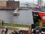 Another shot of the Coast Guard MLB as it moves around to Sundew's bow.