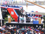 The Sundew crew accepting one final award for her and her crew before the decommissioning.