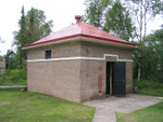 The oil house of Split Rock.  This building was built with extra thick walls and a thicker than normal roof in case of explosion since it housed very flammable oil and kerosene.