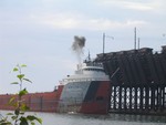 The Clark fires the bow thruster.