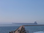 The MV Edgar B. Speer departs Two Harbors.